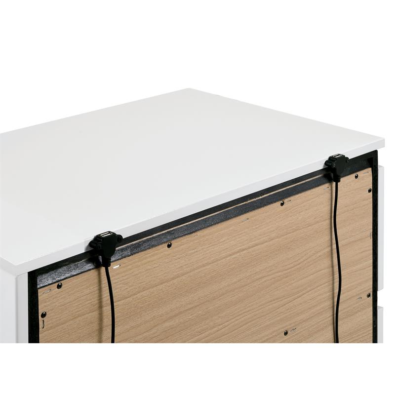 Furniture of America Misti Contemporary Solid Wood Nightstand with USB in White