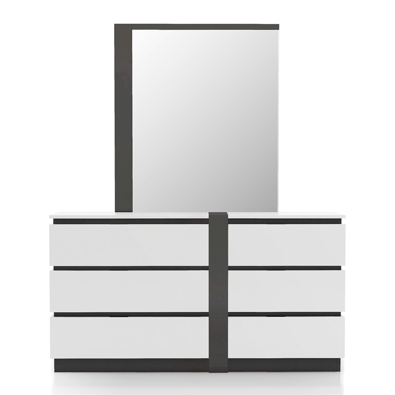 Furniture of America Misti Solid Wood 2-Piece Dresser and Mirror Set in White