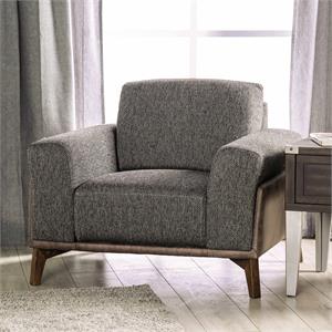 furniture of america celiq mid-century modern fabric upholstered chair in gray