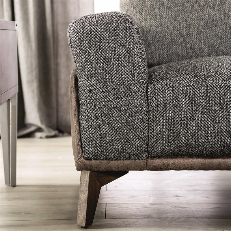 Furniture of America Celiq Fabric Upholstered Loveseat in Gray and Brown