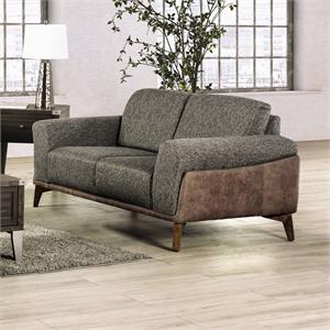 Furniture of America Celiq Fabric Upholstered Loveseat in Gray and Brown