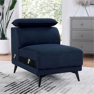 furniture of america borno fabric adjustable headrest armless chair in navy