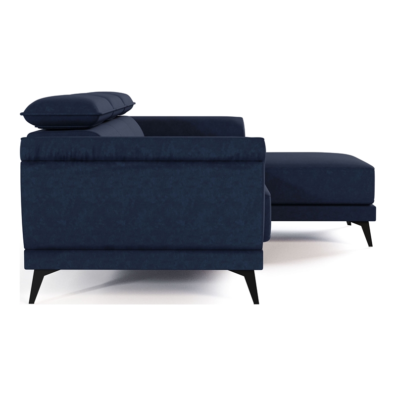 Furniture of America Borno Fabric Adjustable Headrest Sectional in Navy