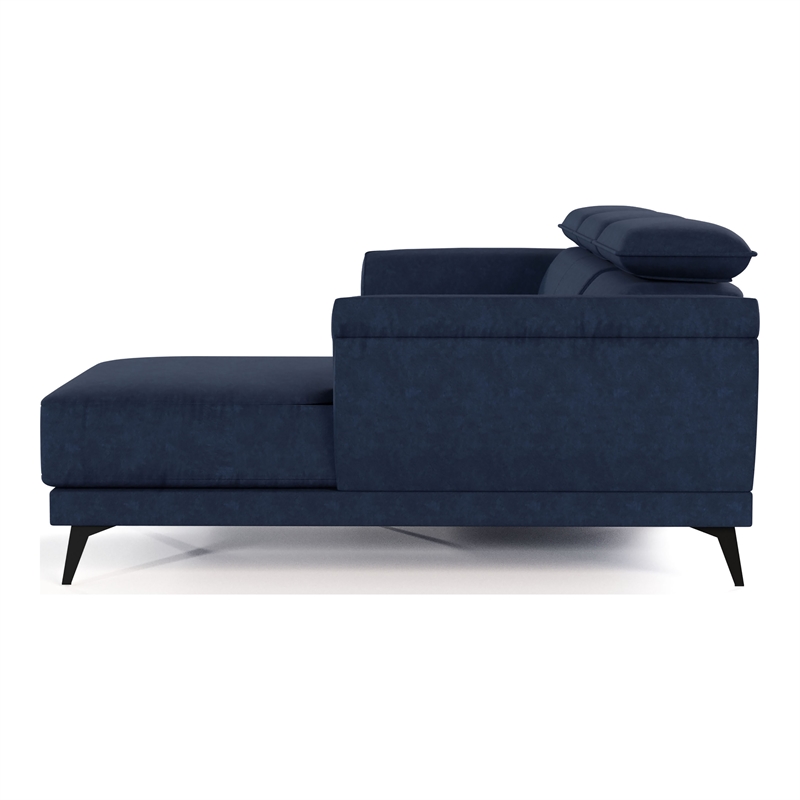 Furniture of America Borno Fabric Adjustable Headrest Sectional in Navy
