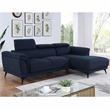 Furniture of America Borno Fabric Adjustable Headrest Sectional in Navy