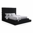 Furniture of America Biron Glam Fabric Tufted Platform King Bed in Black