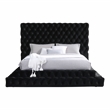 Furniture of America Biron Glam Fabric Tufted Platform King Bed in Black