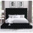 Furniture of America Biron Glam Fabric Tufted Platform Queen Bed in Black