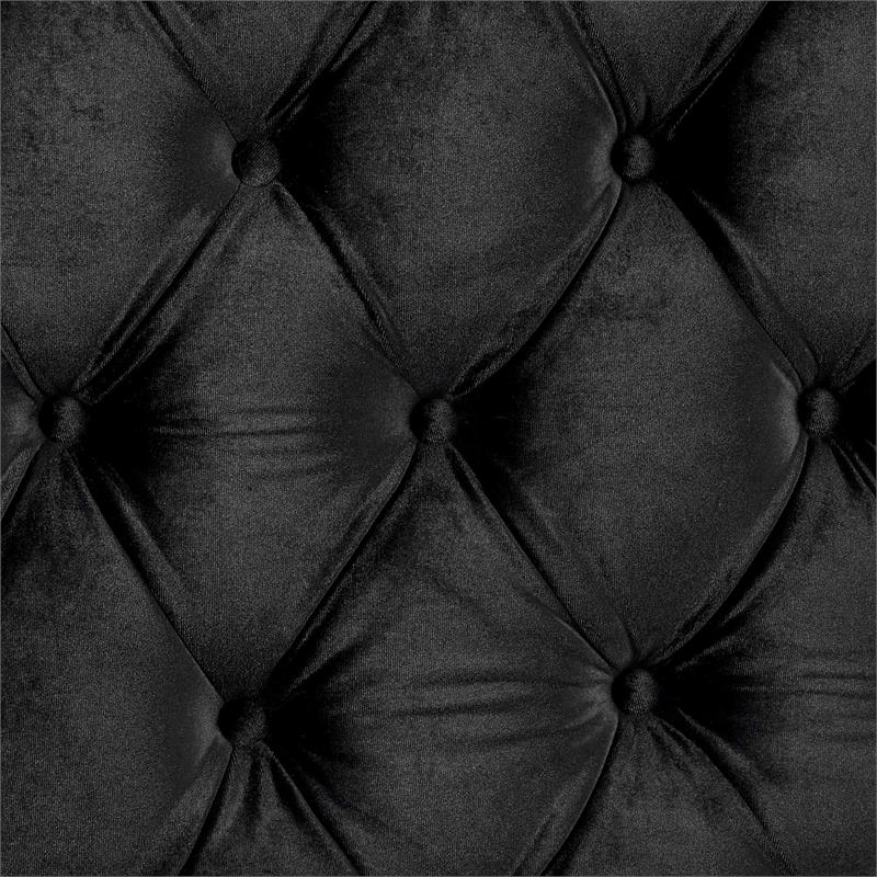 Furniture of America Biron Glam Fabric Tufted Platform Queen Bed in Black