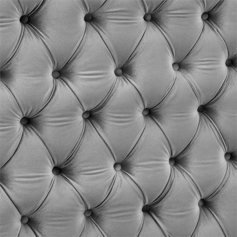 Furniture of America Biron Glam Fabric Tufted Platform Queen Bed in Gray