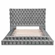 Furniture of America Biron Glam Fabric Tufted Platform Queen Bed in Gray