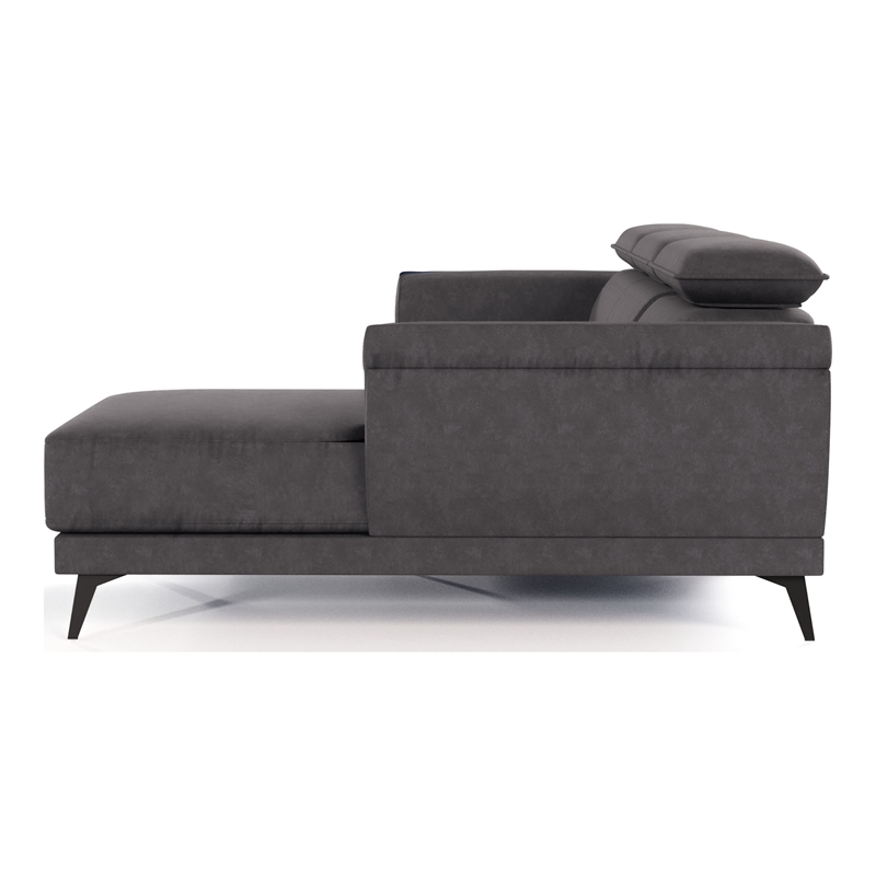 Furniture of America Borno Fabric Adjustable Headrest Sectional in Dark Gray