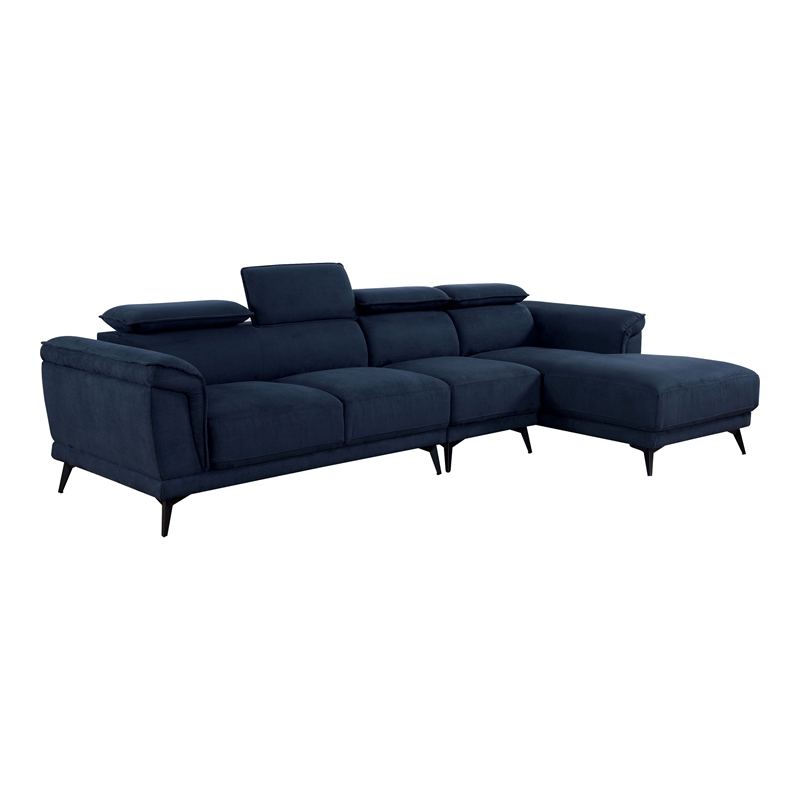Furniture of America Borno Fabric Sectional with Armless Chair in Navy