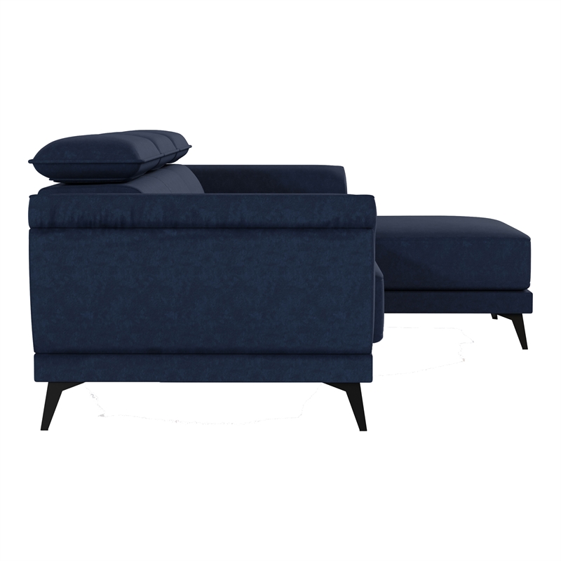 Furniture of America Borno Fabric Sectional with Armless Chair in Navy