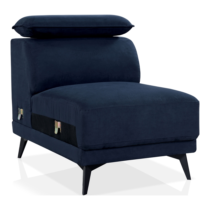 Furniture of America Borno Fabric Sectional with Armless Chair in Navy