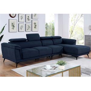 furniture of america borno fabric sectional with armless chair in navy