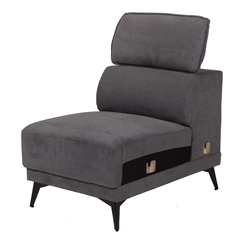 Furniture of America Borno Fabric Sectional with Armless Chair in Dark Gray