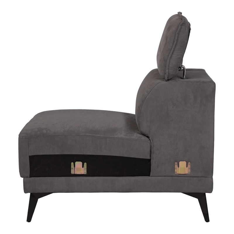 Furniture of America Borno Fabric Sectional with Armless Chair in Dark Gray