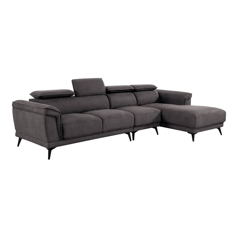 Furniture of America Borno Fabric Sectional with Armless Chair in Dark Gray