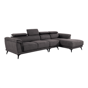 Furniture of America Borno Fabric Sectional with Armless Chair in Dark Gray