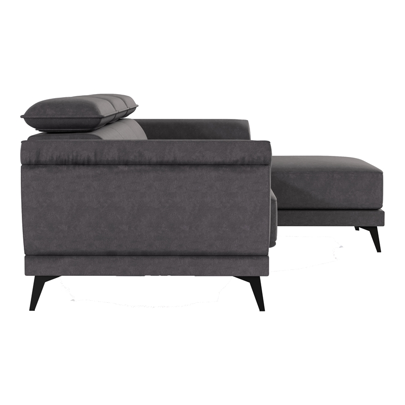 Furniture of America Borno Fabric Sectional with Armless Chair in Dark Gray