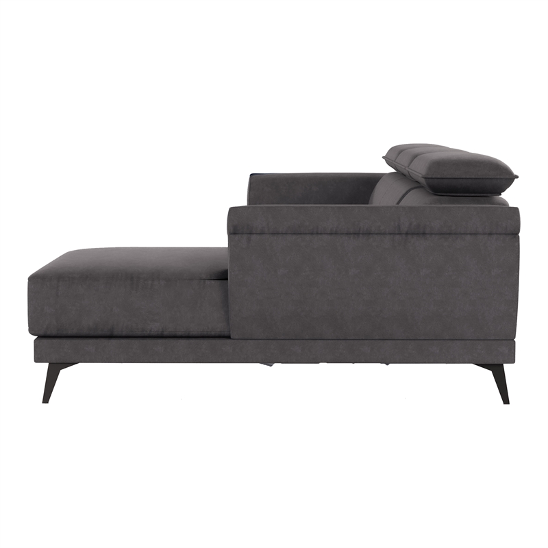 Furniture of America Borno Fabric Sectional with Armless Chair in Dark Gray
