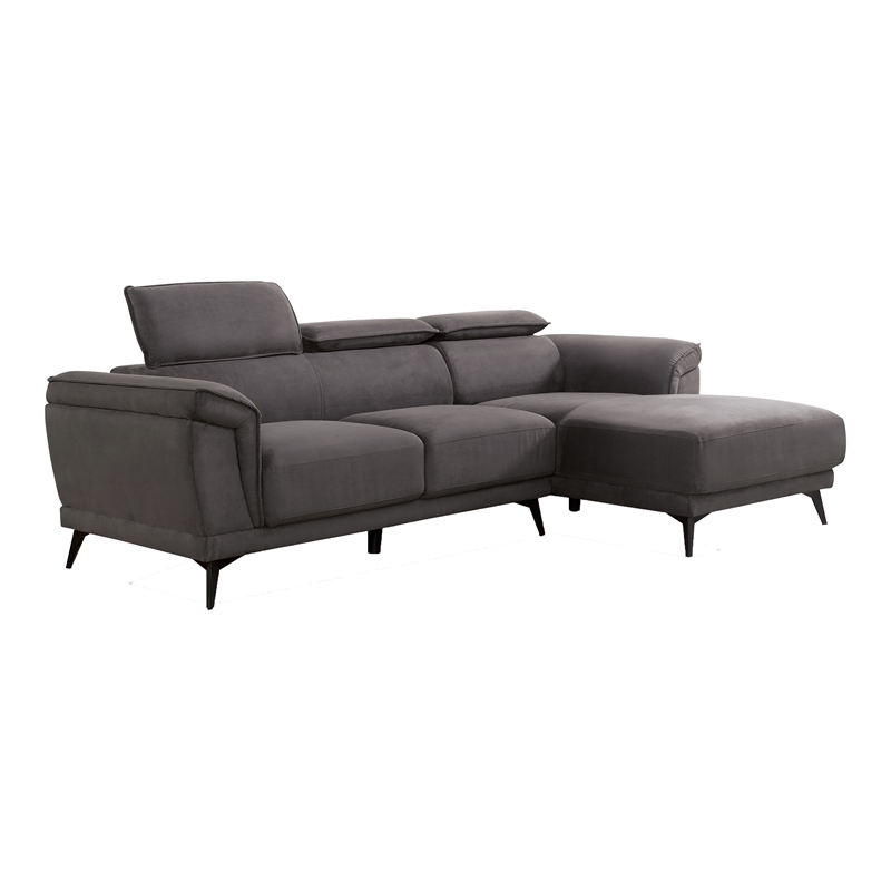 Furniture of America Borno Fabric Sectional with Armless Chair in Dark Gray