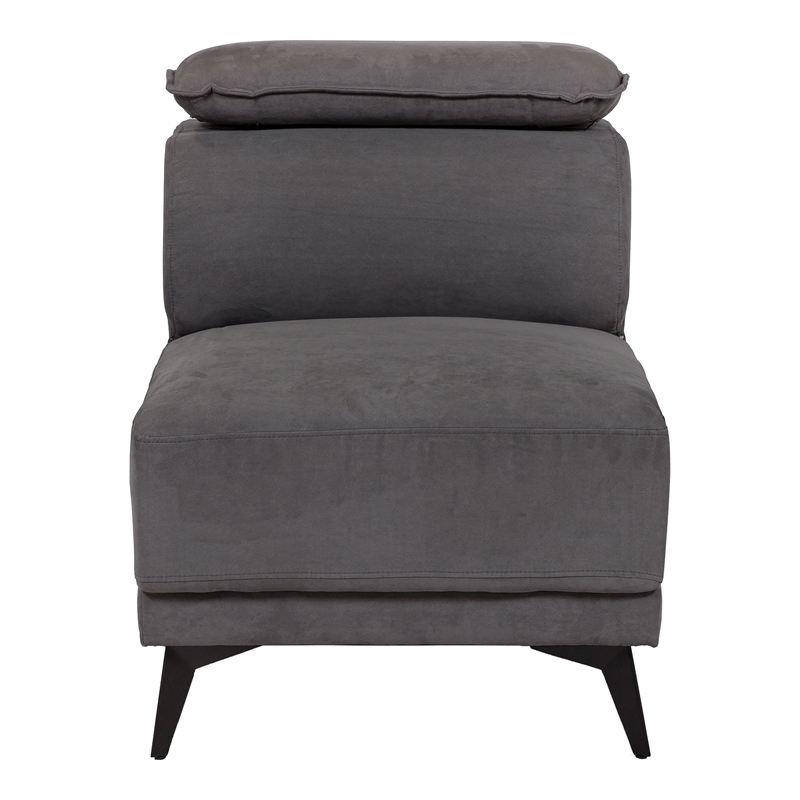 Furniture of America Borno Fabric Sectional with Armless Chair in Dark Gray