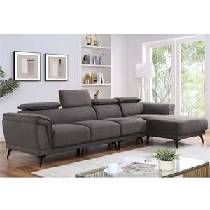 furniture of america borno fabric sectional with armless chair in dark gray