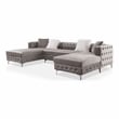 Furniture of America Marti Transitional Fabric Tufted U-Shaped Sectional in Gray