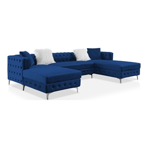 Furniture of America Marti Transitional Fabric Tufted U-Shaped Sectional in Navy