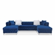 Furniture of America Marti Transitional Fabric Tufted U-Shaped Sectional in Navy