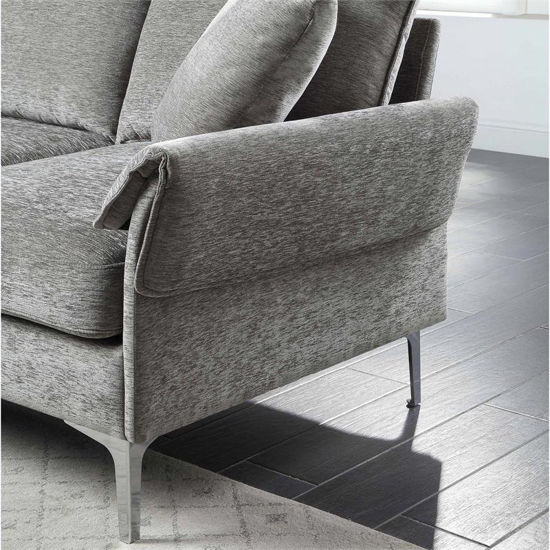 Furniture of America Jarnn Contemporary Chenille L-Shaped Sectional in Gray