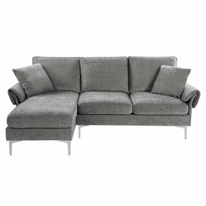 furniture of america jarnn contemporary chenille l-shaped sectional in gray