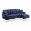 Furniture of America Jarnn Contemporary Chenille L-Shaped Sectional in Navy