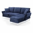 Furniture of America Jarnn Contemporary Chenille L-Shaped Sectional in Navy