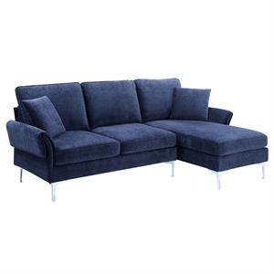 furniture of america jarnn contemporary chenille l-shaped sectional in navy