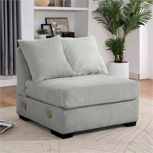furniture of america platt contemporary chenille armless chair in light gray