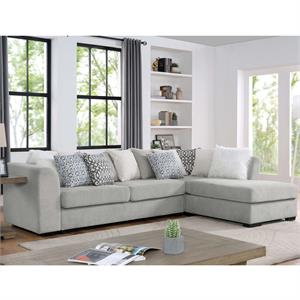 furniture of america platt contemporary chenille l-shaped sectional in gray
