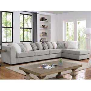 furniture of america platt chenille sectional with armless chair in light gray