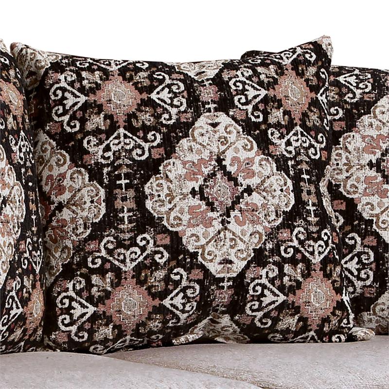 Furniture of America Nantz Traditional Chenille 2-Piece Sofa Set in Light Brown