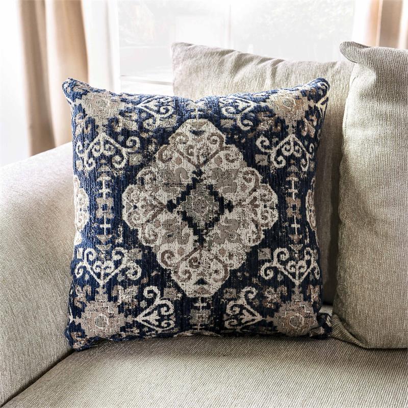 Furniture of America Jaqui Transitional Fabric Nailhead Loveseat in Beige