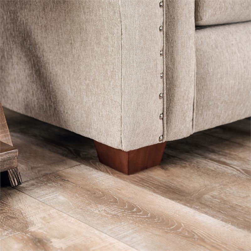 Furniture of America Jaqui Transitional Fabric Nailhead Loveseat in Beige