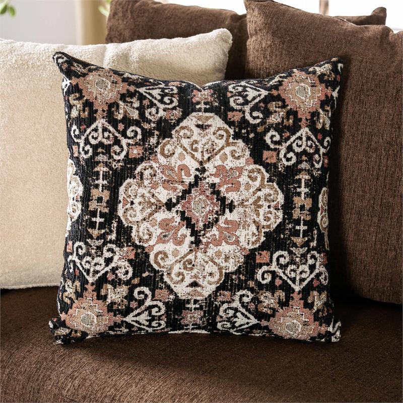 Furniture of America Jaqui Transitional Fabric Nailhead Sofa in Chocolate