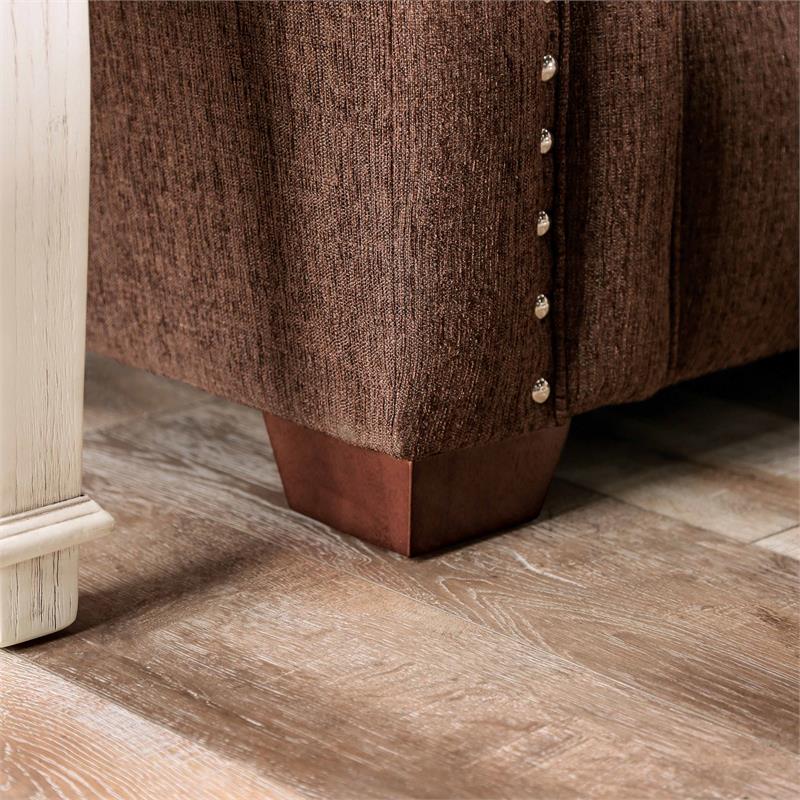 Furniture of America Jaqui Transitional Fabric Nailhead Sofa in Chocolate