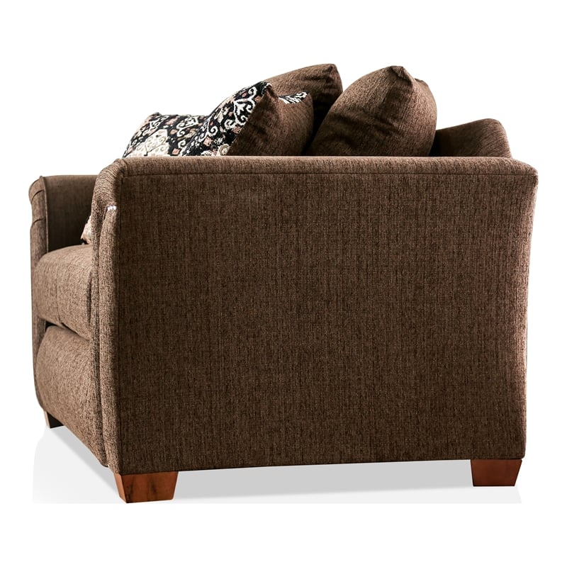Furniture of America Jaqui Transitional Fabric Nailhead Sofa in Chocolate