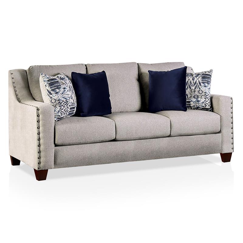 Furniture of America Brill Transitional Fabric 2-Piece Sofa Set in Light Gray