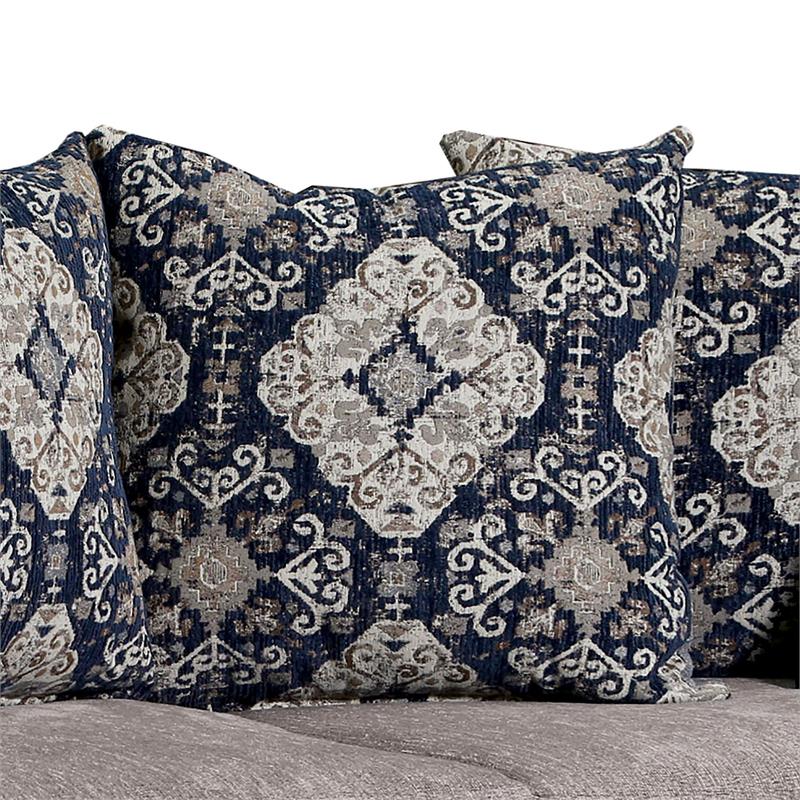 Furniture of America Lantz Traditional Chenille Upholstered Loveseat in Gray