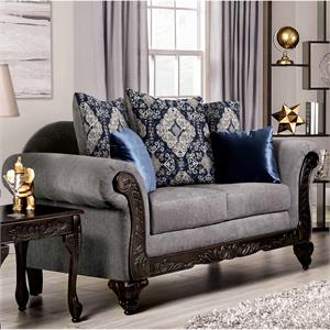 furniture of america lantz traditional chenille upholstered loveseat in gray