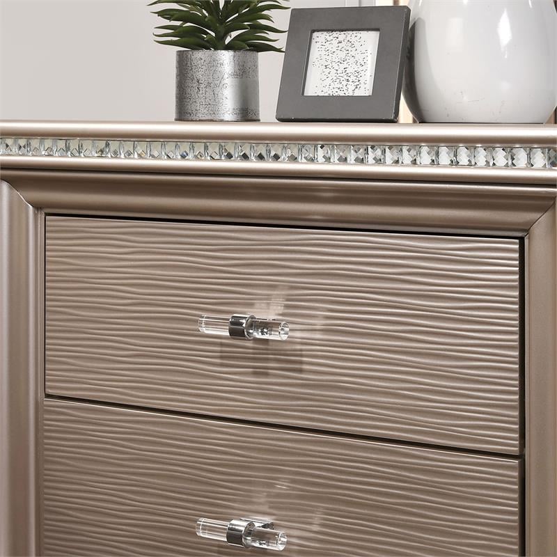 Furniture of America Devado Contemporary Wood 2-Drawer Nightstand in Rose Gold